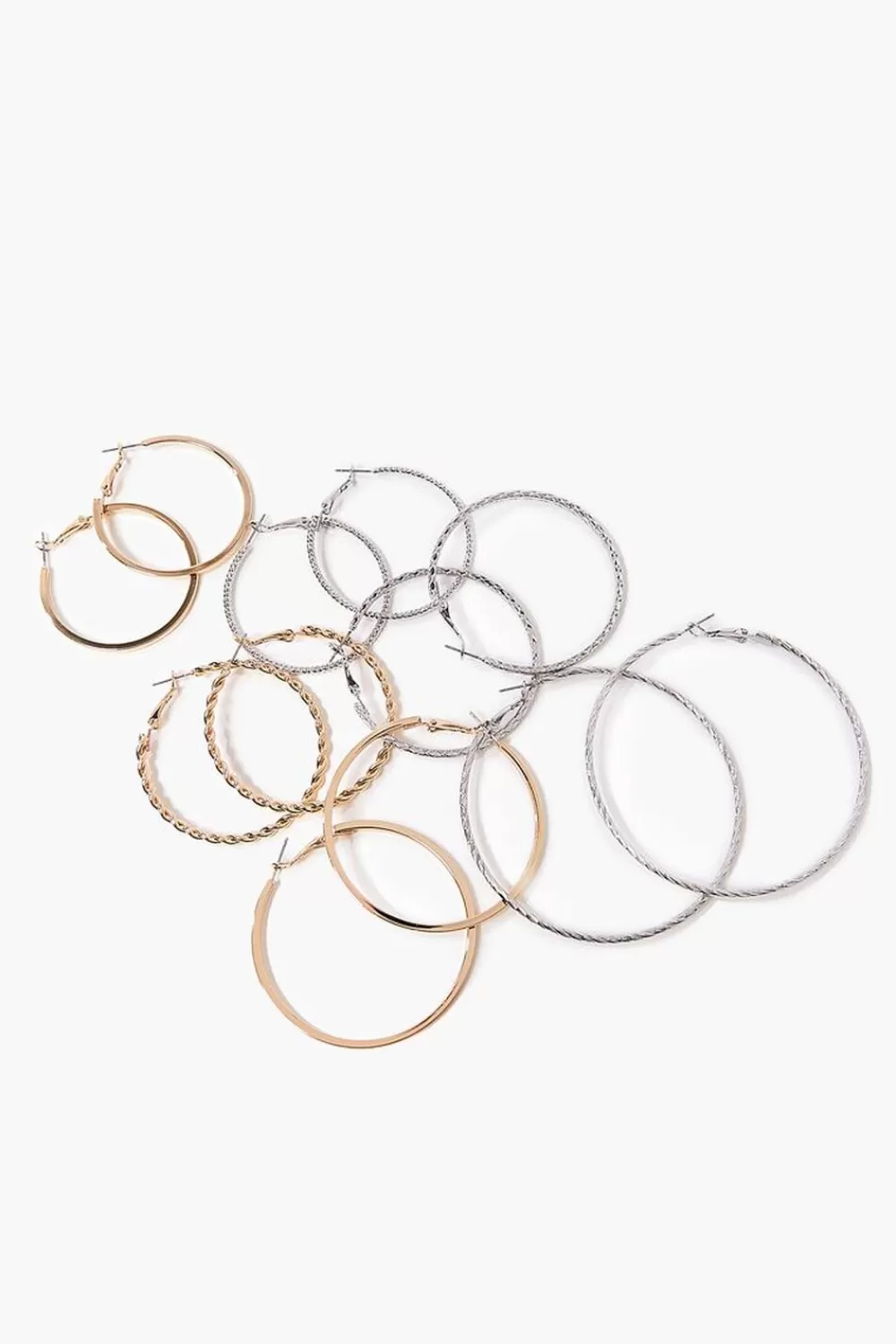 Earrings>Forever 21 Twisted Oversized Hoop Earring Set Gold/Silver