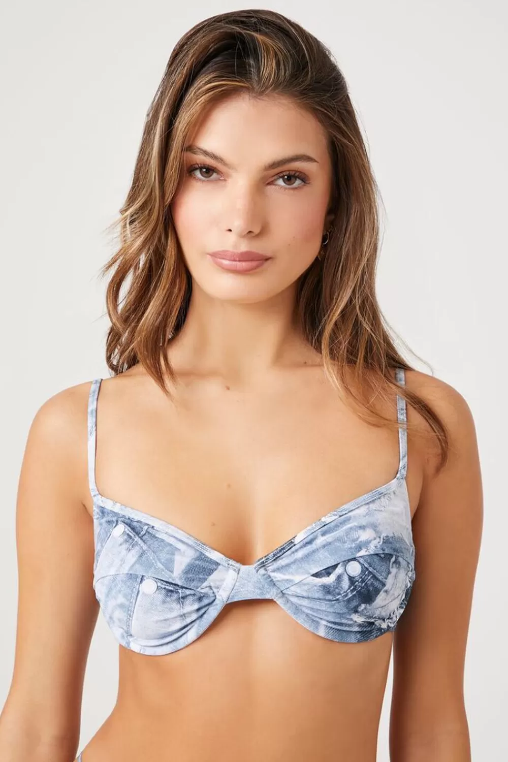 Swimwear>Forever 21 Underwire Bikini Top Denim