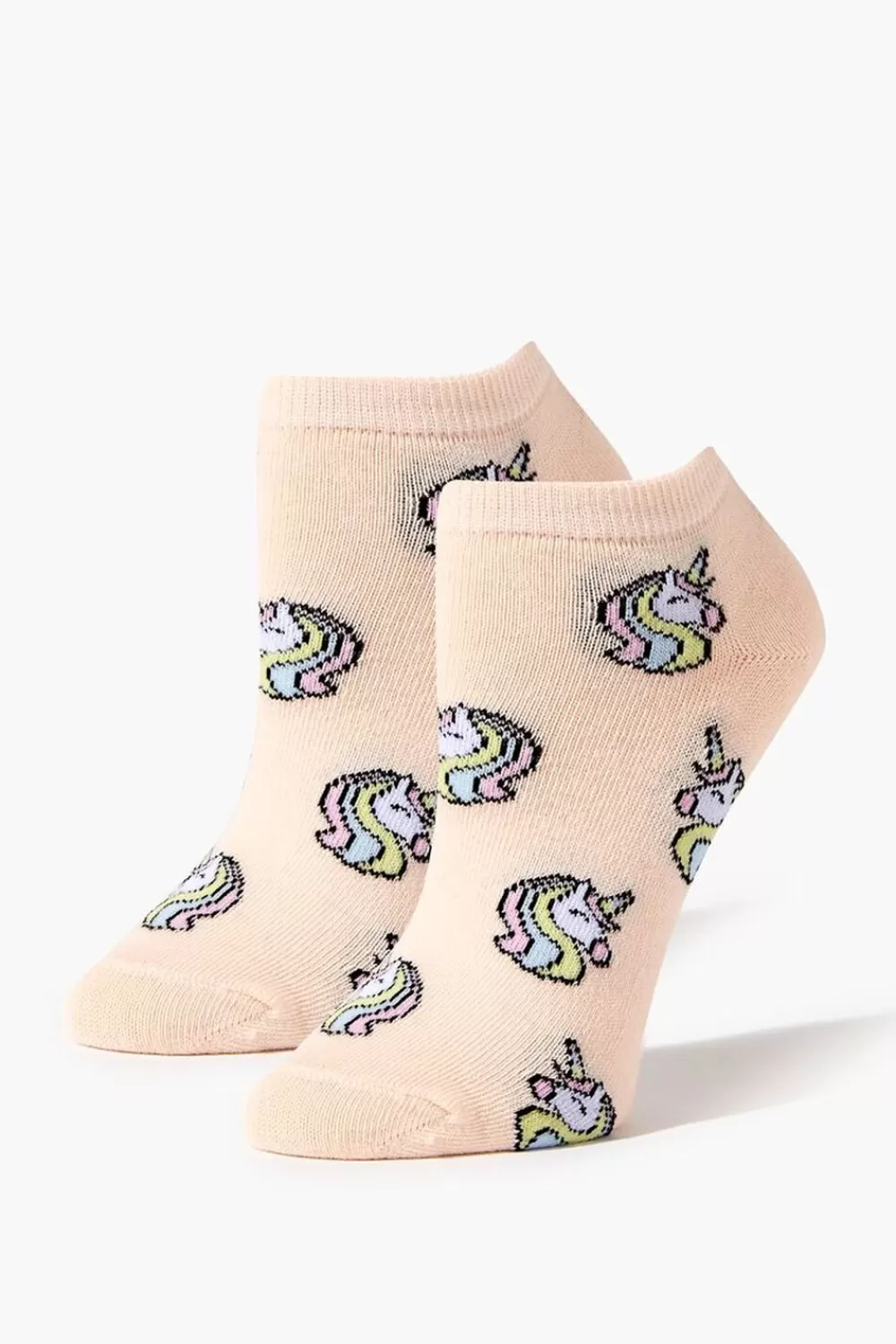Socks + Tights>Forever 21 Unicorn Print Ankle Socks Pink/Multi