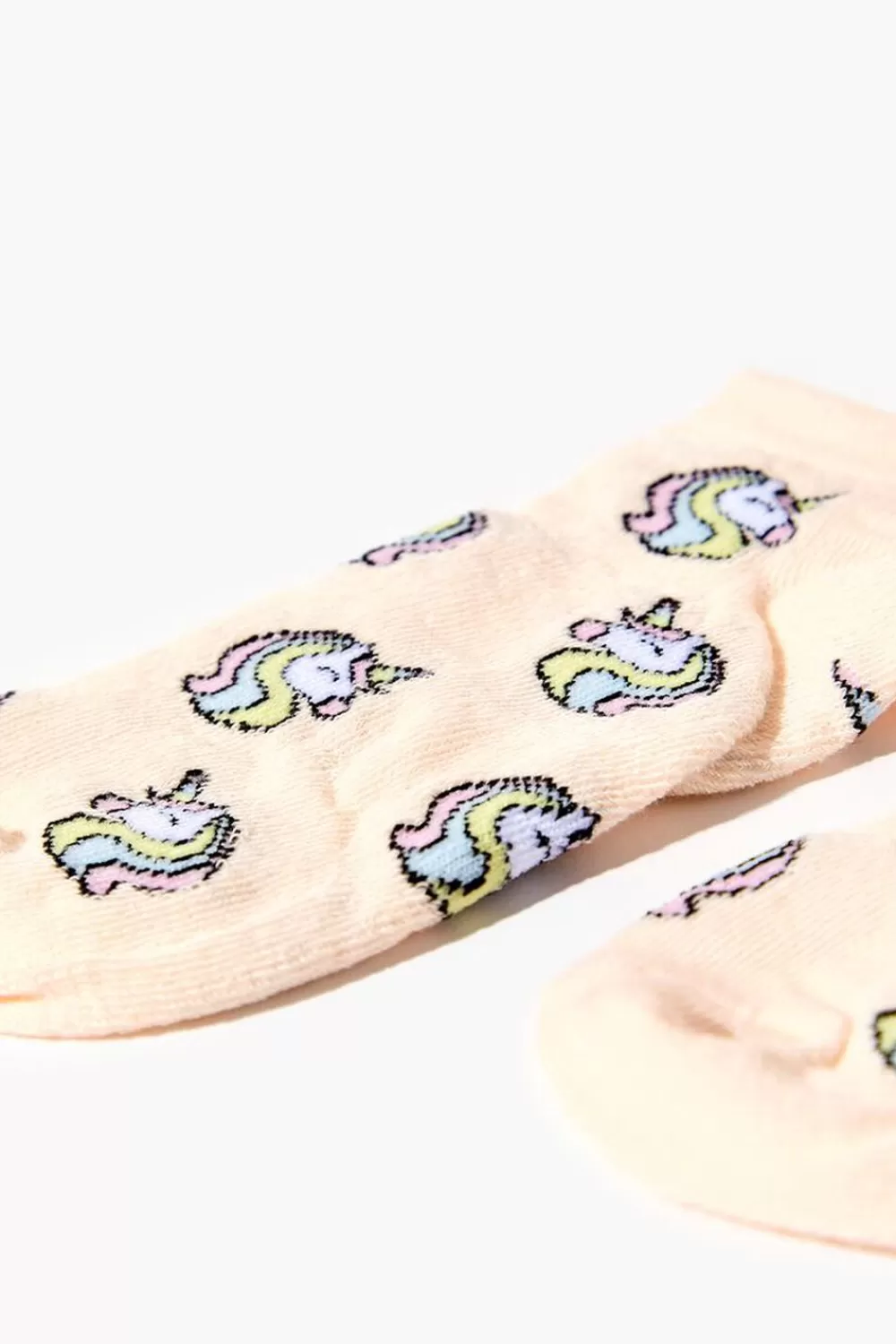 Socks + Tights>Forever 21 Unicorn Print Ankle Socks Pink/Multi