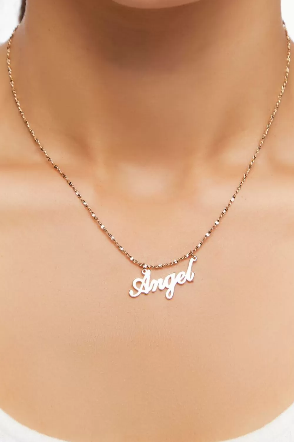 Necklaces>Forever 21 Upcycled Angel Necklace Gold