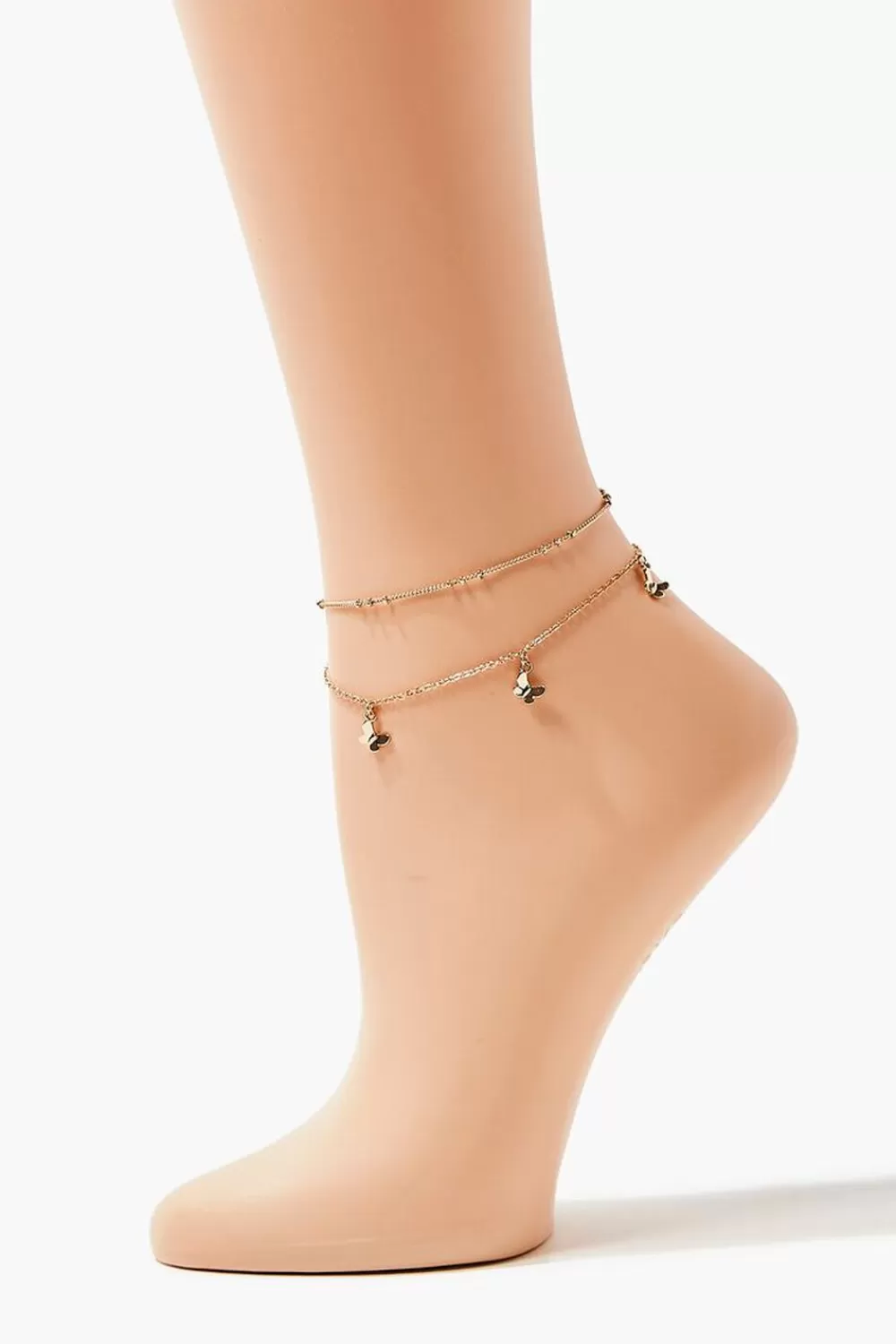 Body Jewelry>Forever 21 Upcycled Butterfly Charm Anklet Set Gold