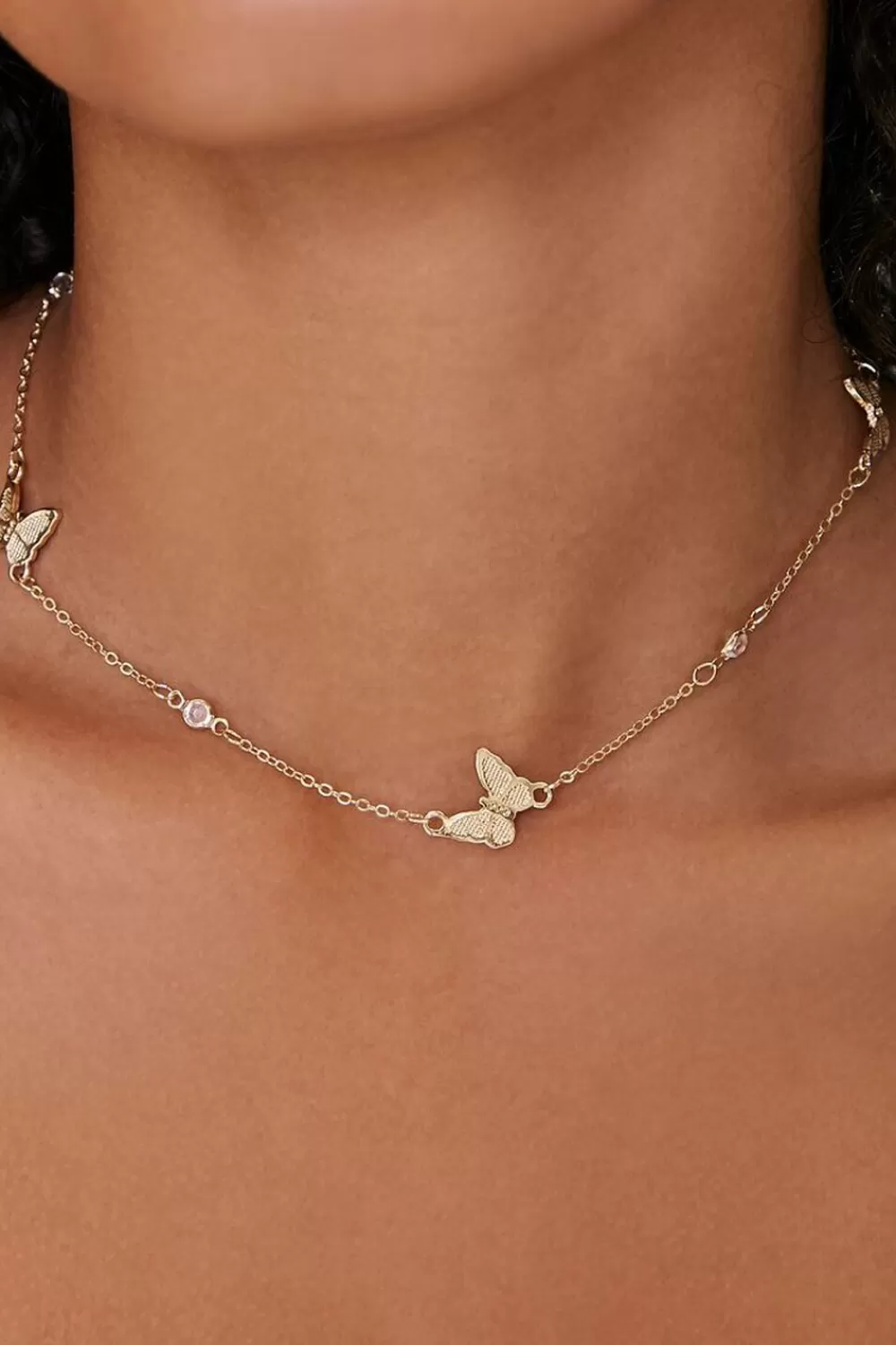 Necklaces>Forever 21 Upcycled Butterfly Charm Necklace Gold