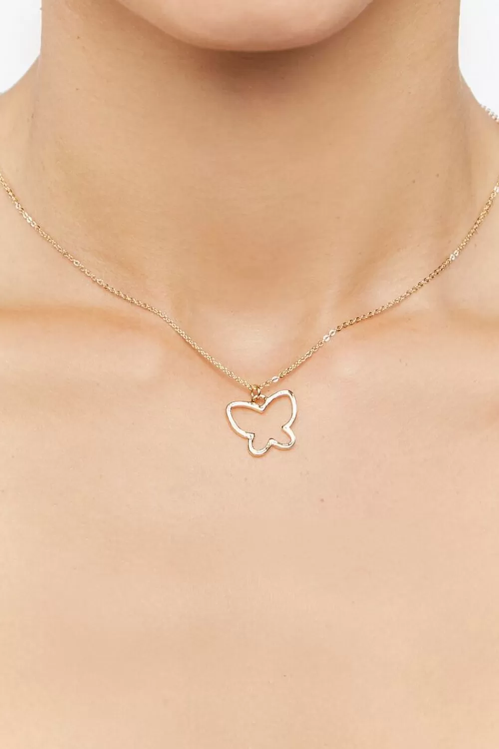 Necklaces>Forever 21 Upcycled Butterfly Charm Necklace Gold