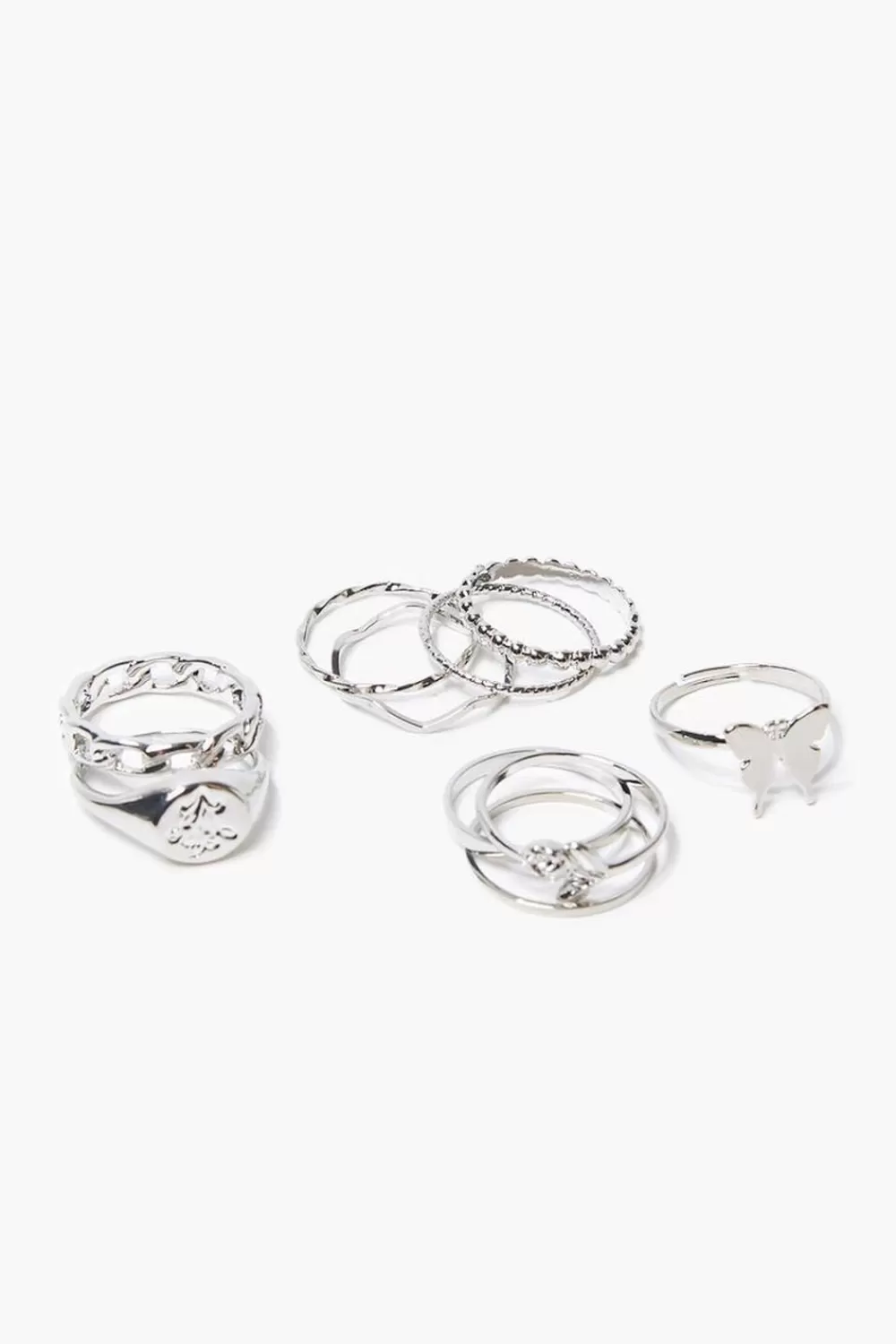 Rings>Forever 21 Upcycled Butterfly Charm Ring Set