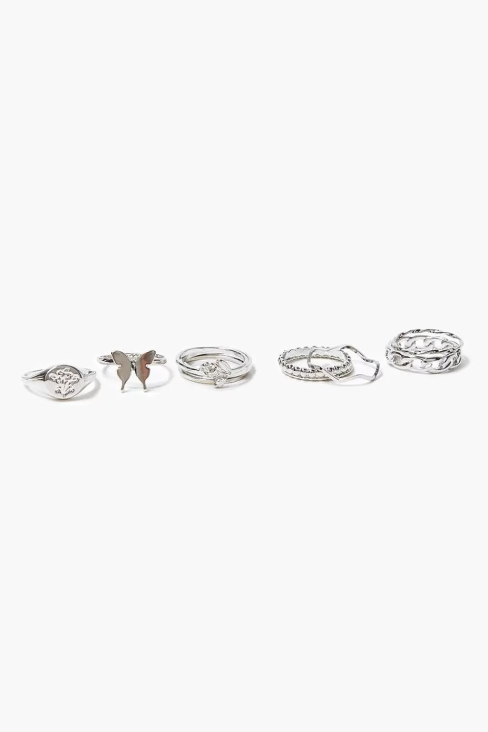 Rings>Forever 21 Upcycled Butterfly Charm Ring Set