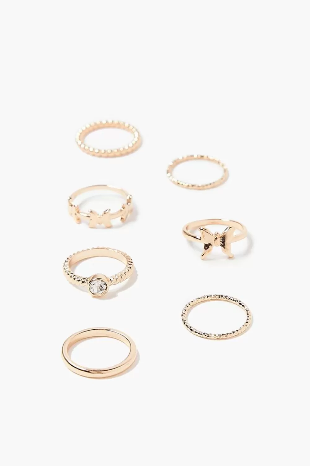 Rings>Forever 21 Upcycled Butterfly Ring Set Gold