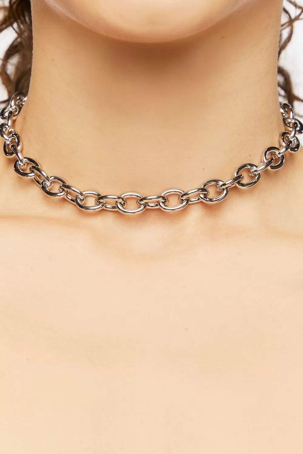 Necklaces>Forever 21 Upcycled Chain Choker Necklace Silver