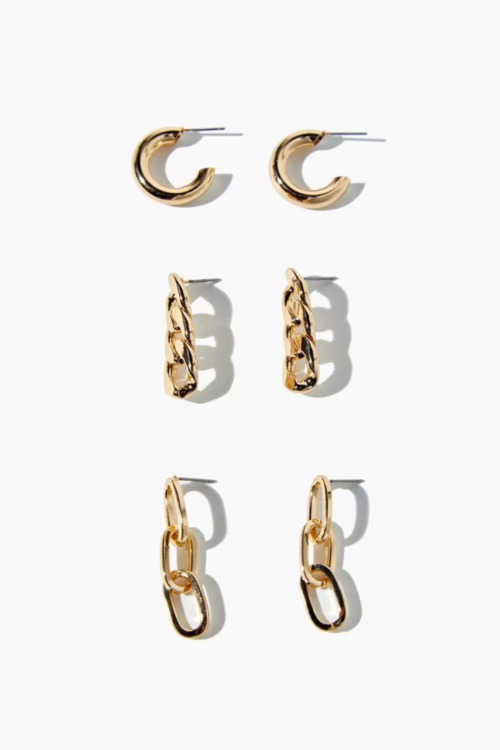 Earrings>Forever 21 Upcycled Chain Earring Set Gold