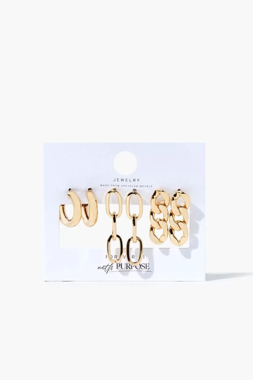 Earrings>Forever 21 Upcycled Chain Earring Set Gold