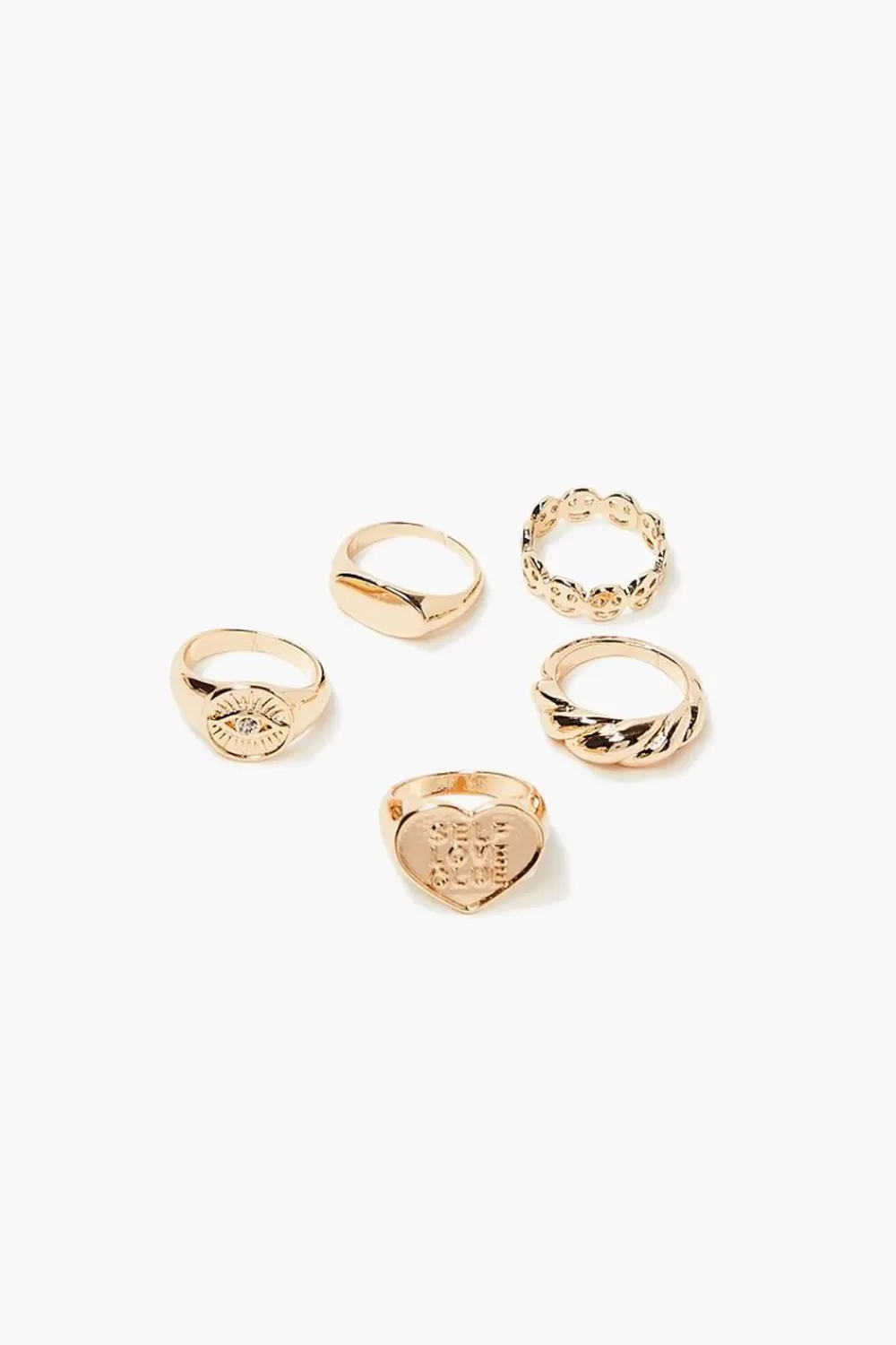 Rings>Forever 21 Upcycled Cocktail Ring Set Gold