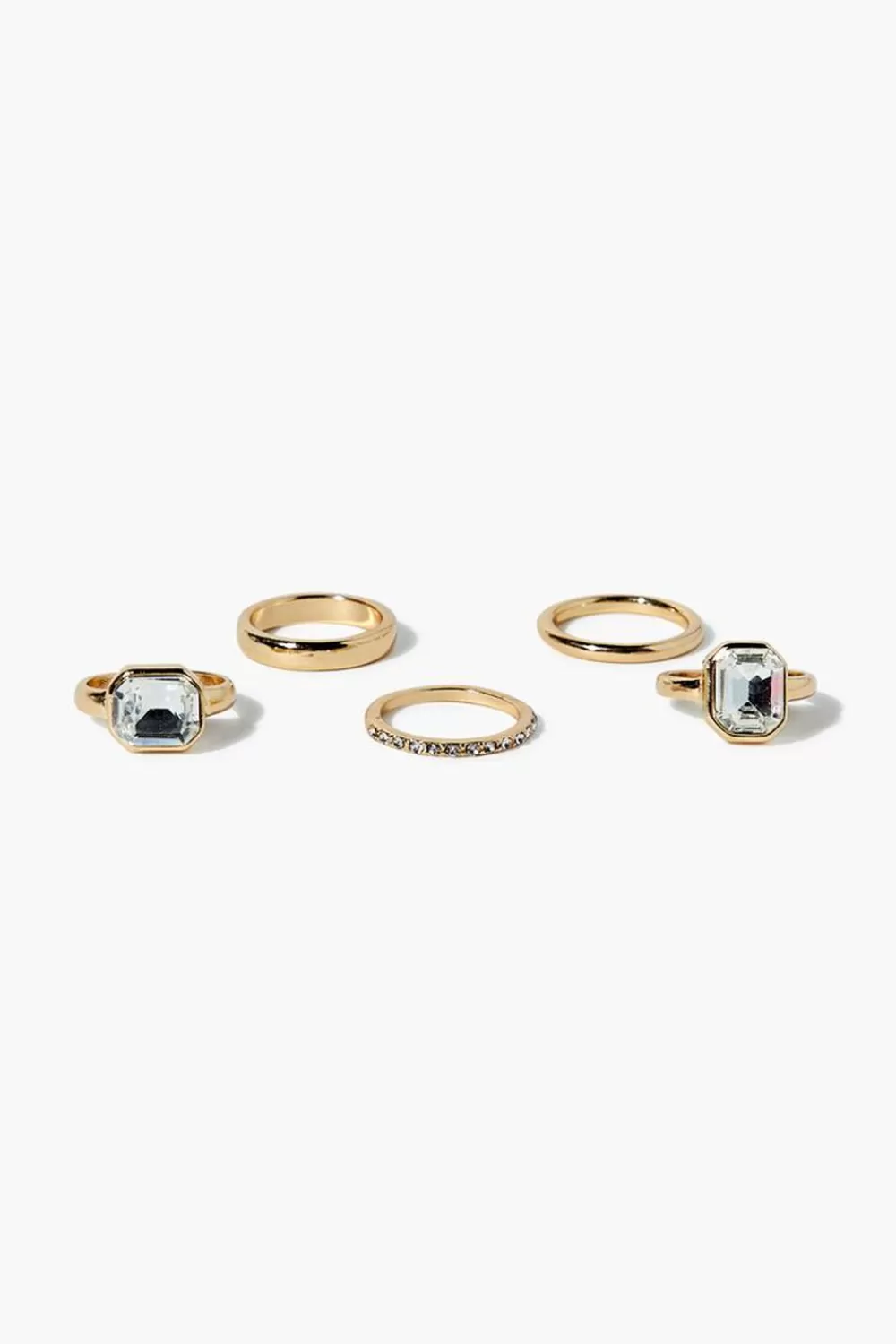Rings>Forever 21 Upcycled Faux Gem Ring Set Gold