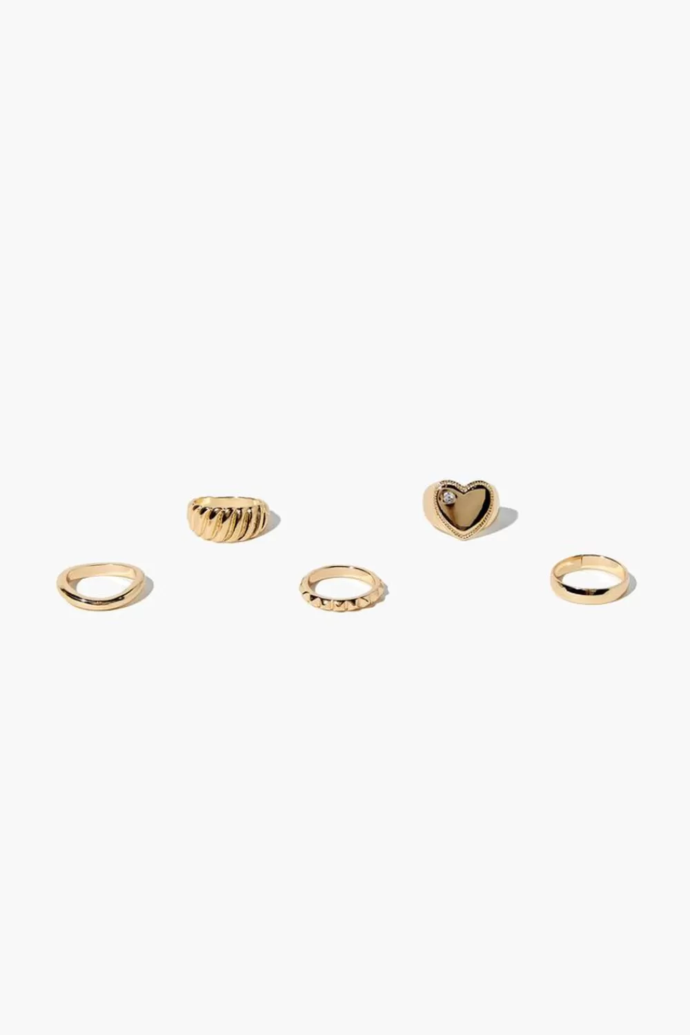 Rings>Forever 21 Upcycled Heart Ring Set Gold