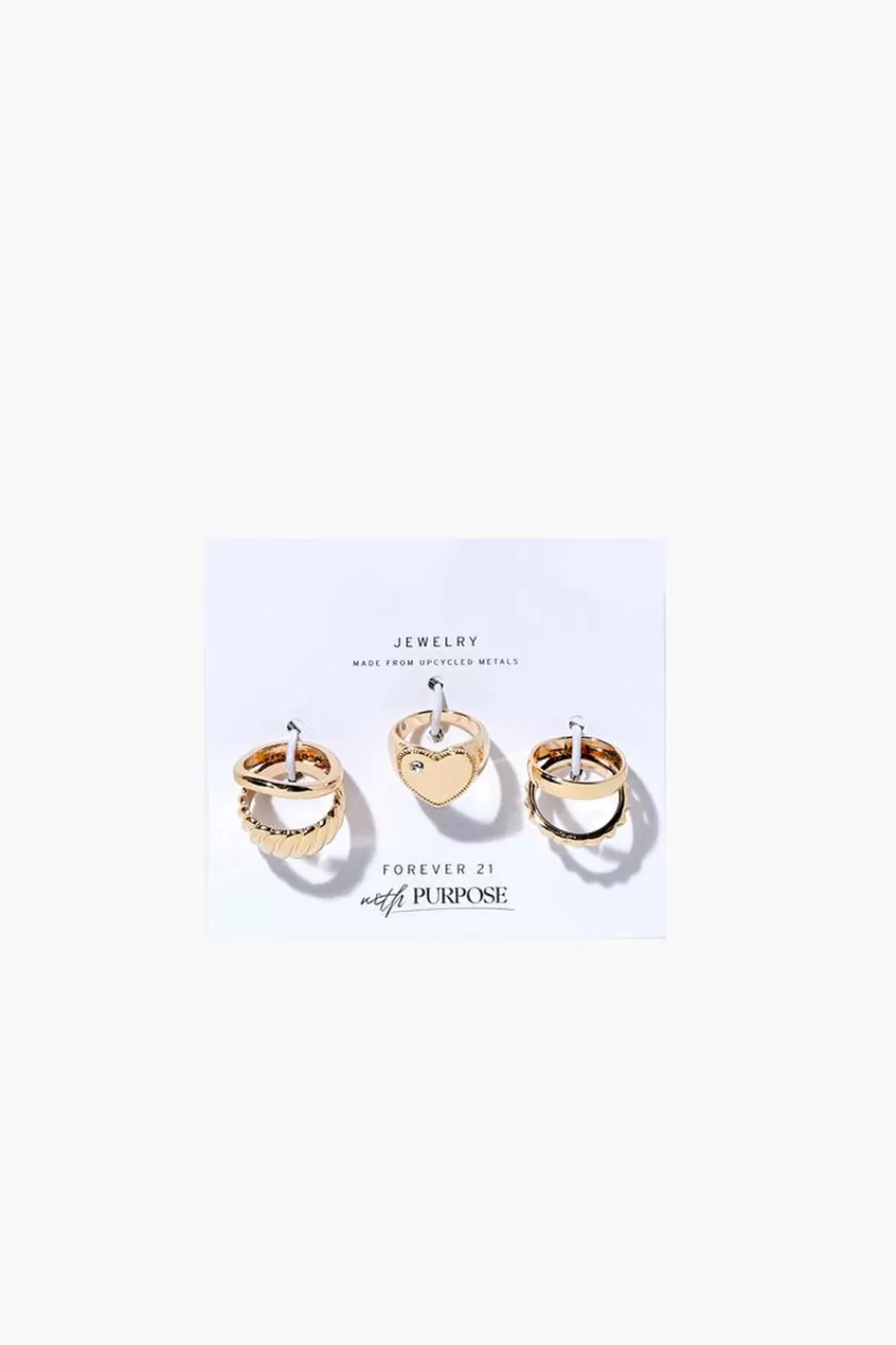 Rings>Forever 21 Upcycled Heart Ring Set Gold