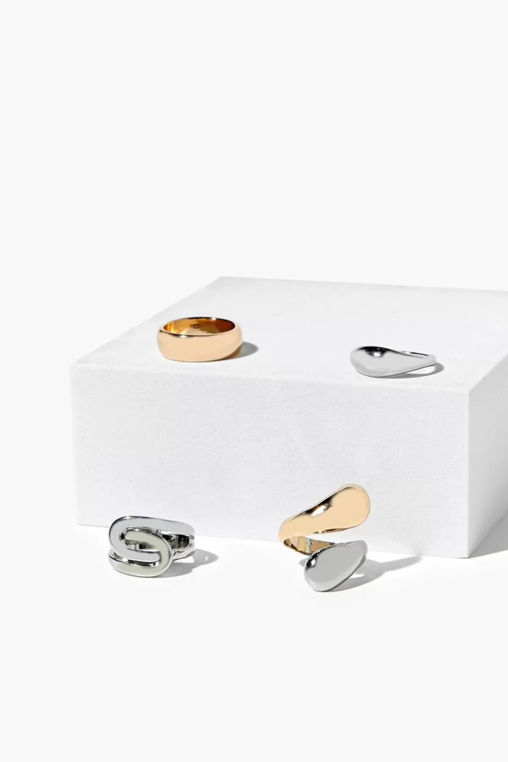 Rings>Forever 21 Upcycled Mixed Metal Ring Set Gold/Silver