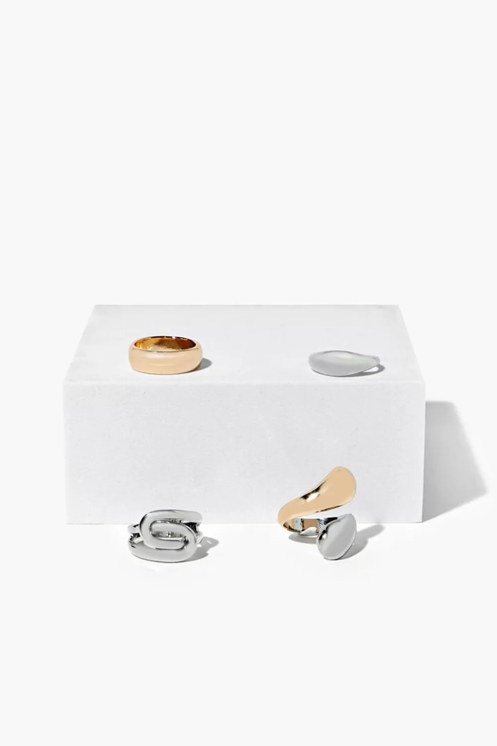 Rings>Forever 21 Upcycled Mixed Metal Ring Set Gold/Silver