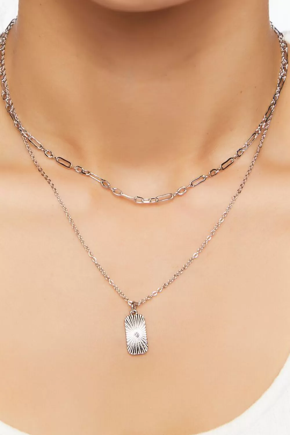 Necklaces>Forever 21 Upcycled Pendant Necklace Set Silver