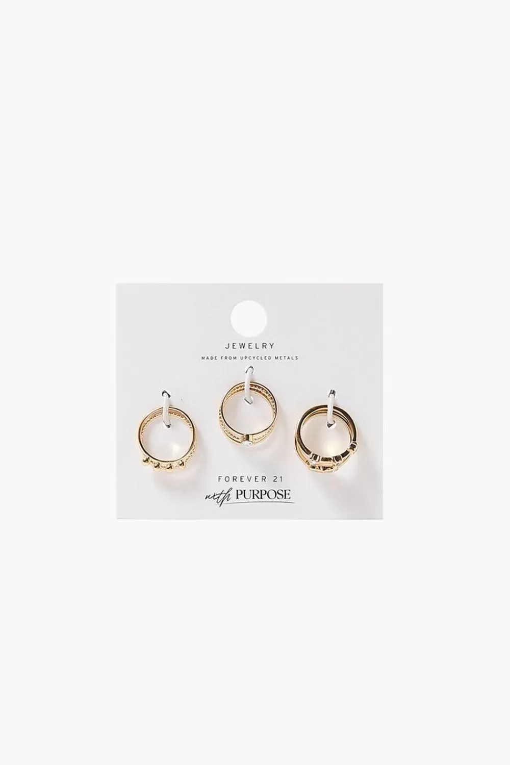 Rings>Forever 21 Upcycled Rhinestone Heart Ring Set Gold/Clear