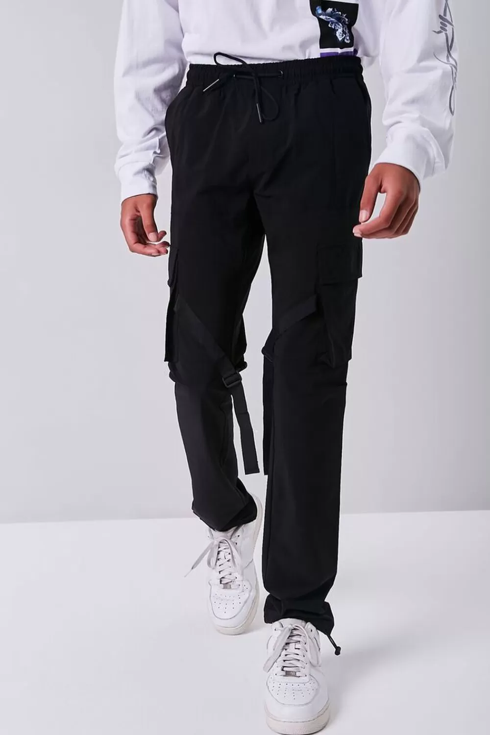 Bottoms>Forever 21 Utility Cargo Joggers Black/Black