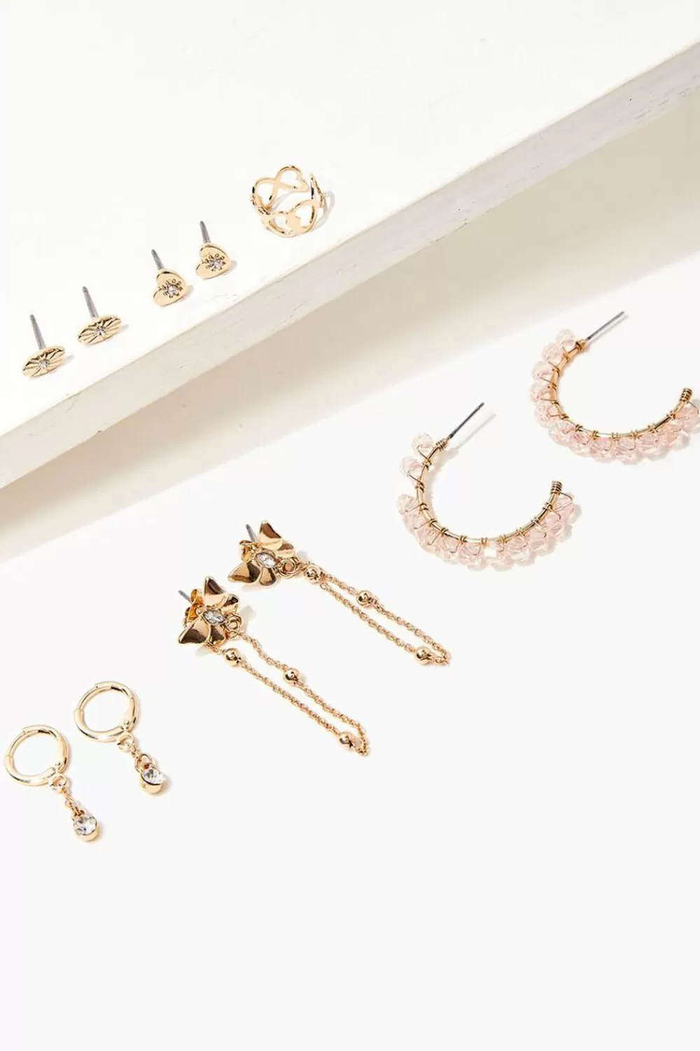 Earrings>Forever 21 Variety Stud & Drop Earring Set Pink/Gold