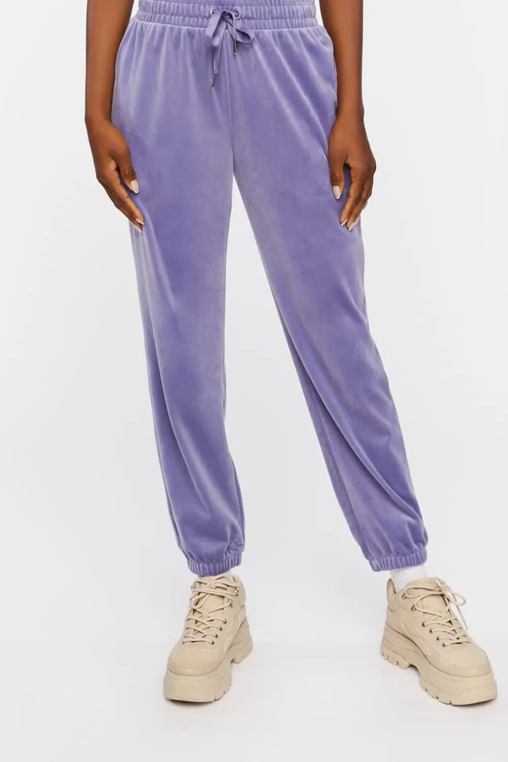 Matching Sets>Forever 21 Velour Drawstring Joggers Purple