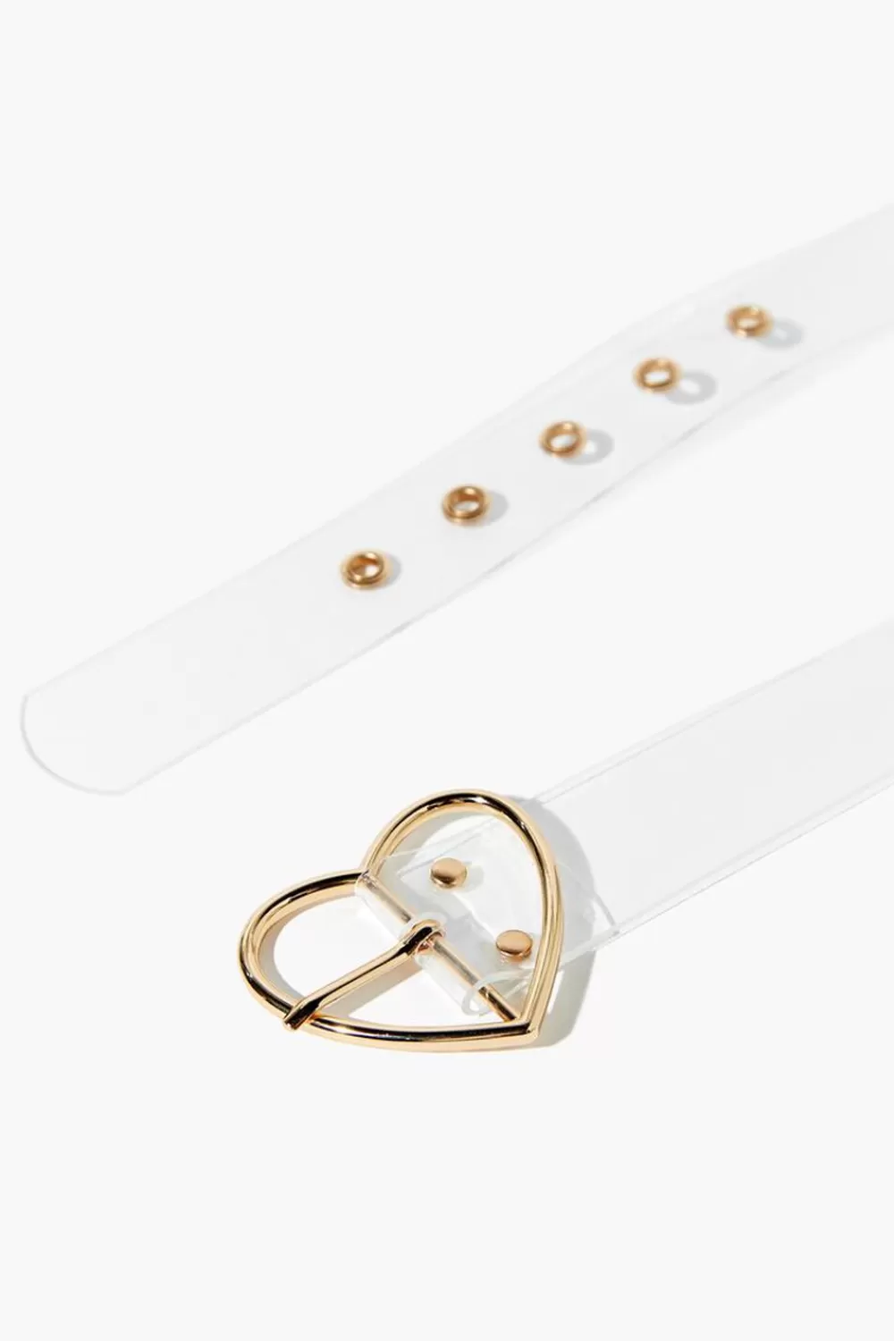 Belts>Forever 21 Vinyl Heart-Buckle Belt Clear/Gold