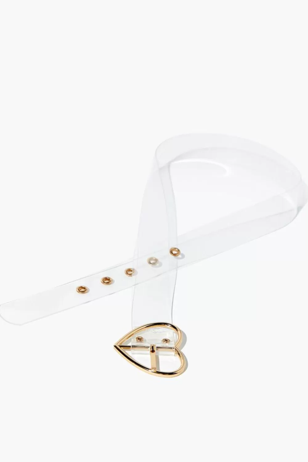 Belts>Forever 21 Vinyl Heart-Buckle Belt Clear/Gold