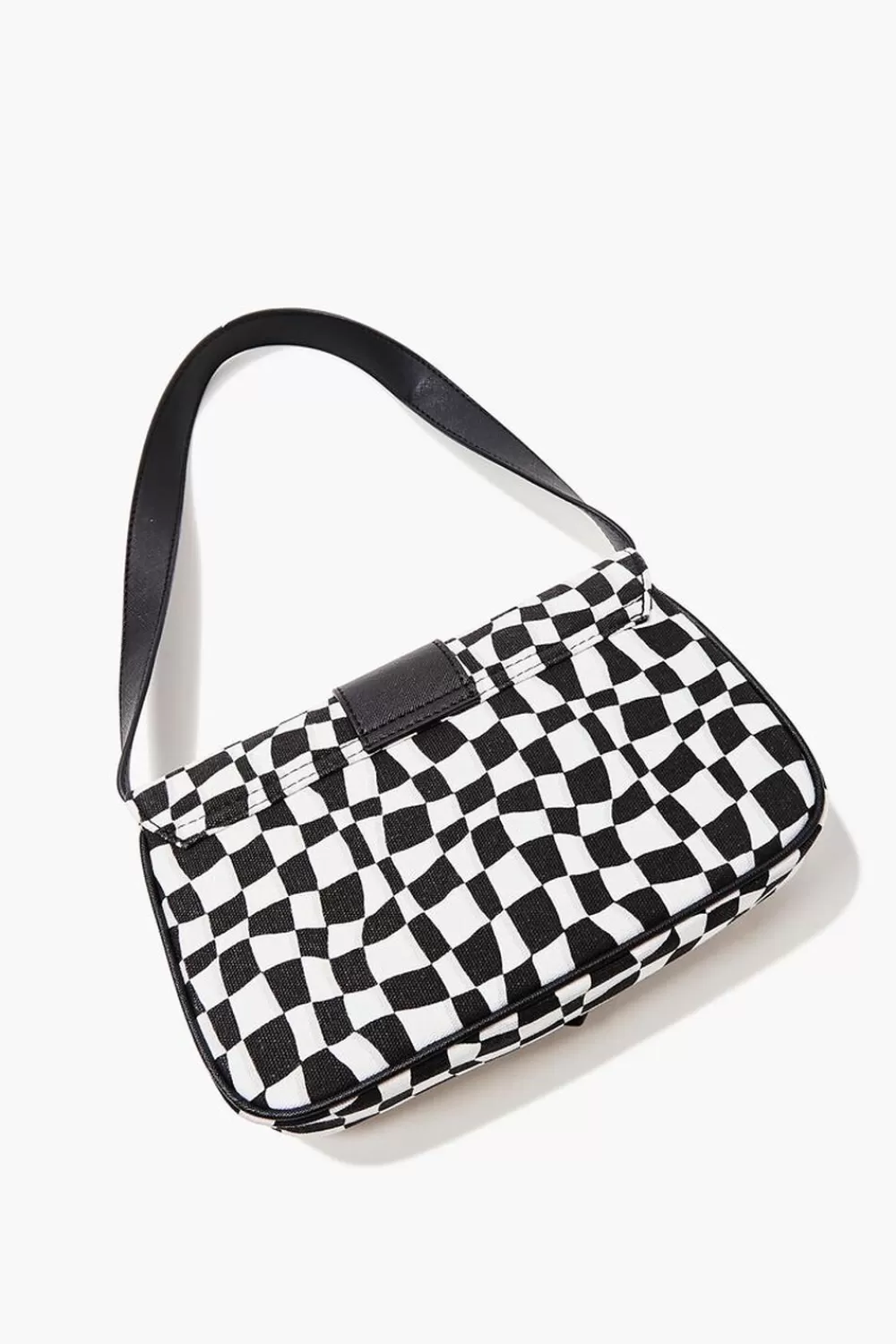 Bags + Backpacks>Forever 21 Wavy Checkered Shoulder Bag Black/White