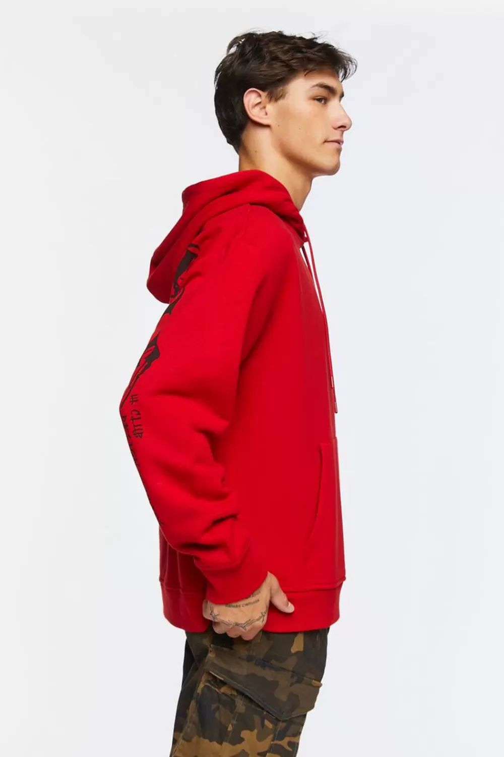 Graphic Tees>Forever 21 Wcds Rhinestone Graphic Hoodie Red/Multi
