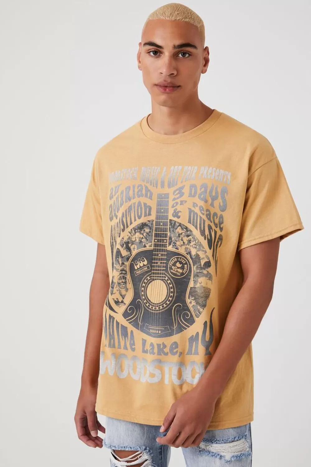 Graphic Tees>Forever 21 Woodstock Graphic Tee Sunset Gold/Multi