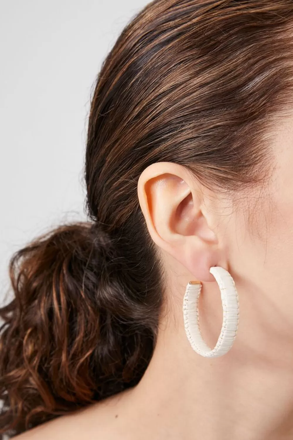 Earrings>Forever 21 Wrapped Hoop Earrings Cream