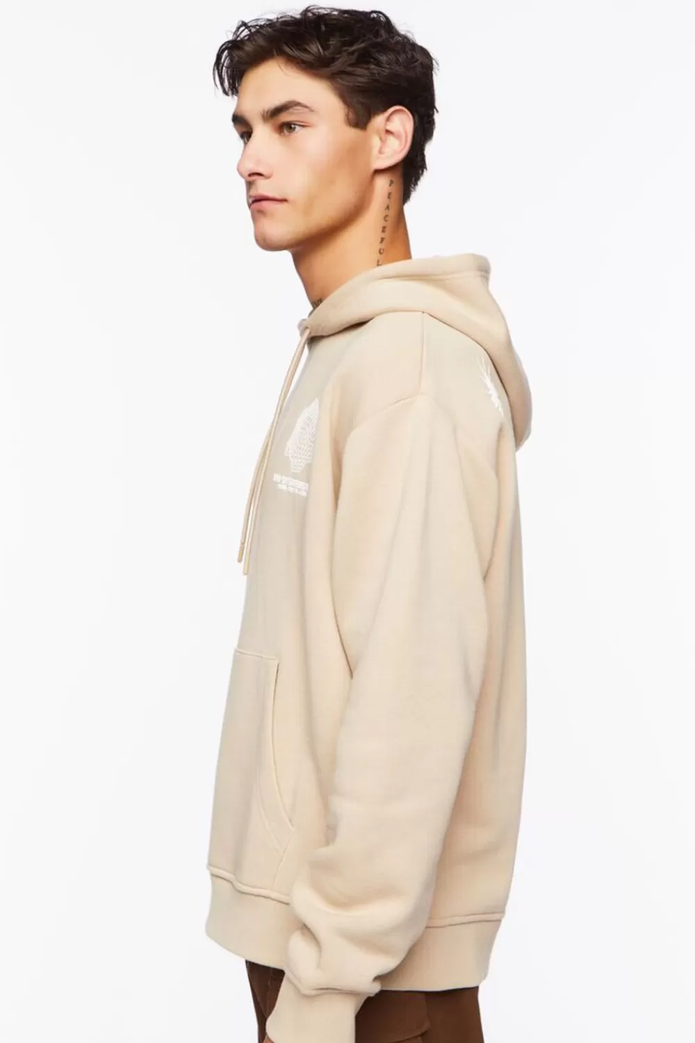 Graphic Tees>Forever 21 Xxi Systems Inc Graphic Hoodie Taupe/Cream