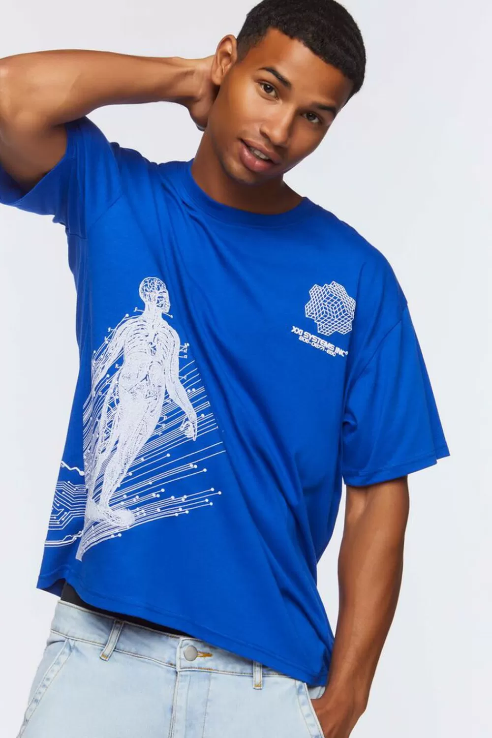 Graphic Tees>Forever 21 Xxi Systems Inc Graphic Tee Blue/White