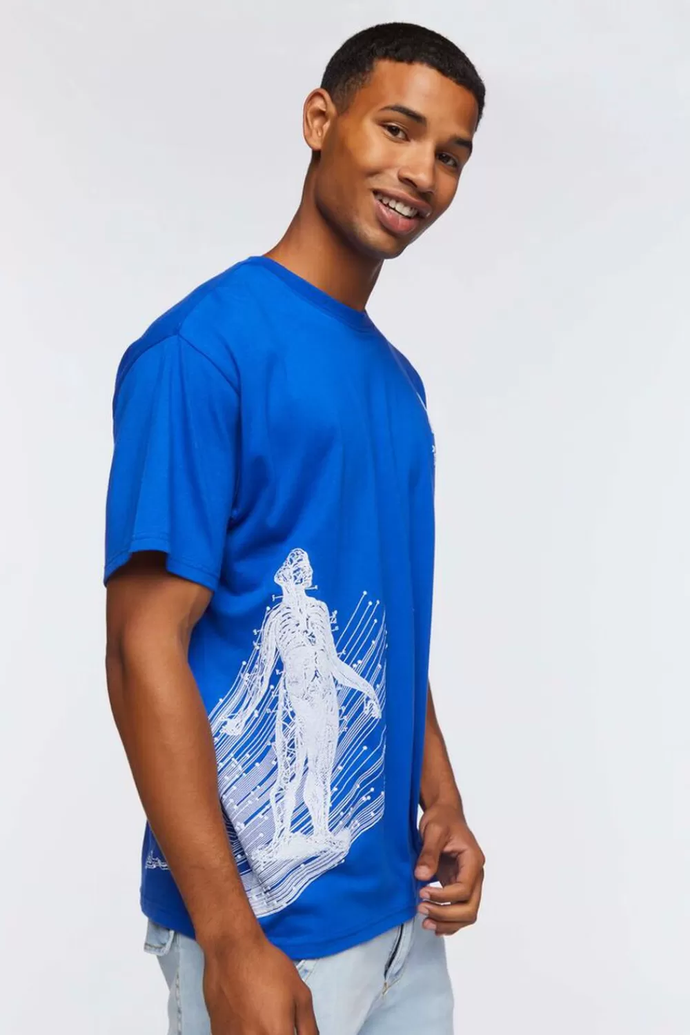 Graphic Tees>Forever 21 Xxi Systems Inc Graphic Tee Blue/White