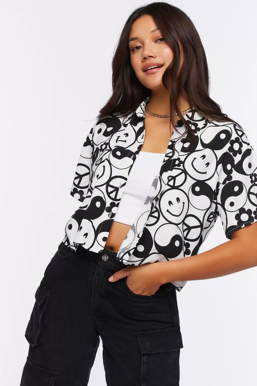 Forever 21 Yin Yang & Peace Print Shirt | Women Tops