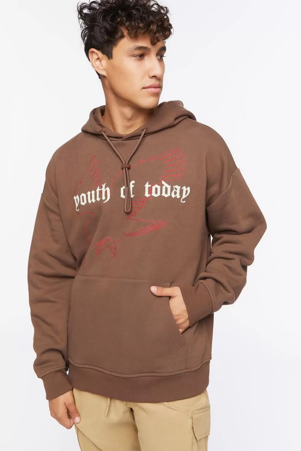 Graphic Tees>Forever 21 Youth Of Today Graphic Hoodie Brown/Multi