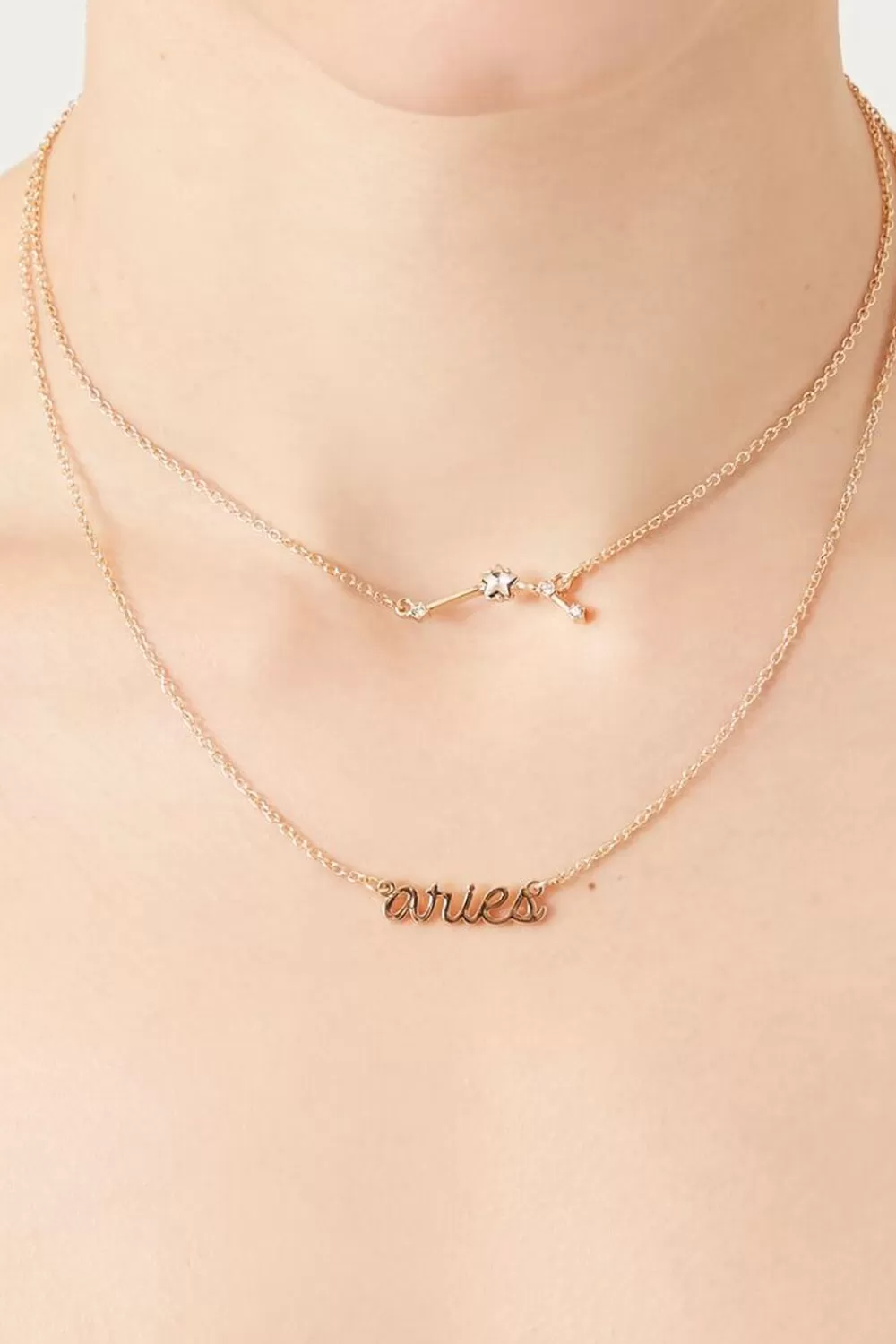 Necklaces>Forever 21 Zodiac Layered Necklace Gold/Aries