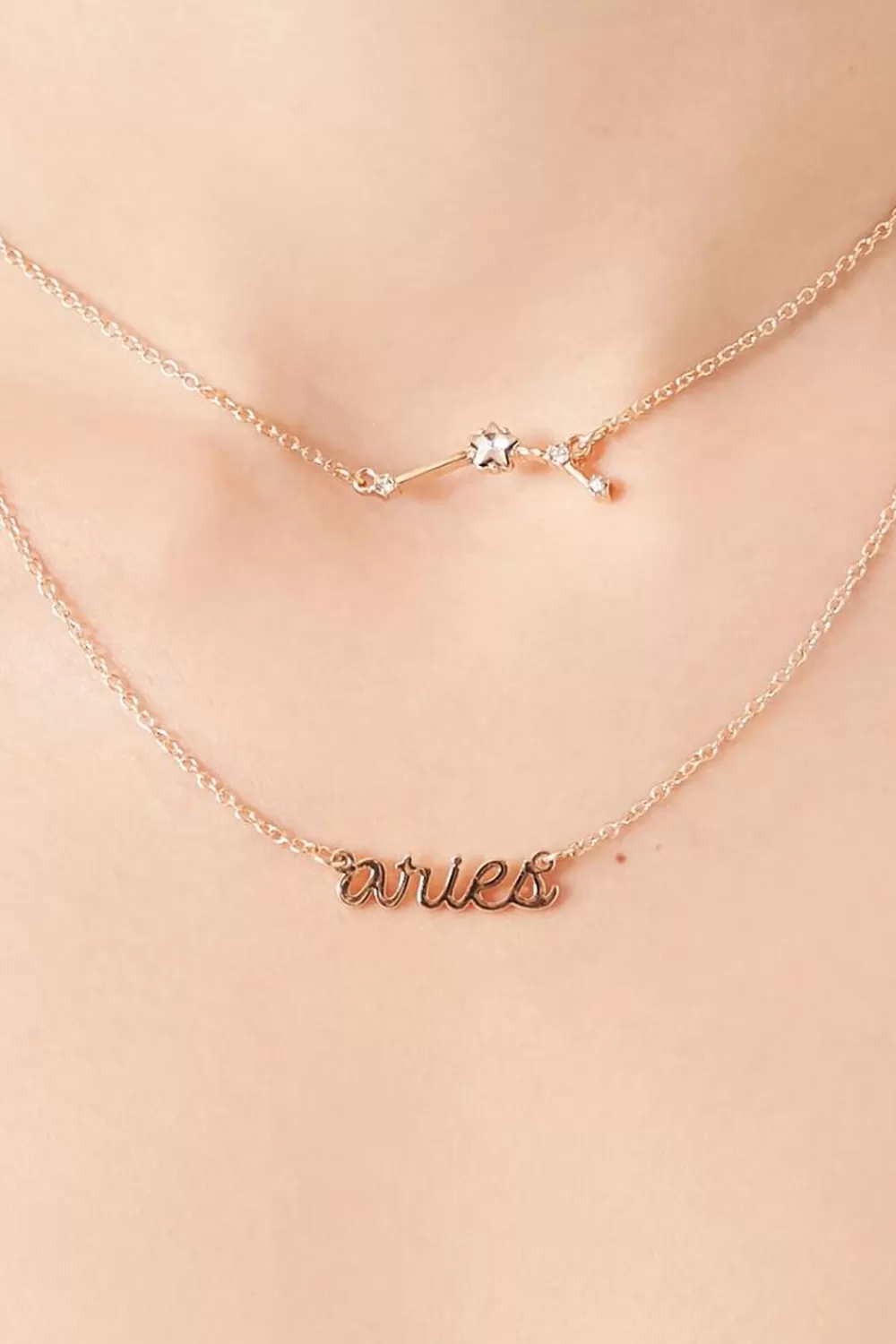 Necklaces>Forever 21 Zodiac Layered Necklace Gold/Aries