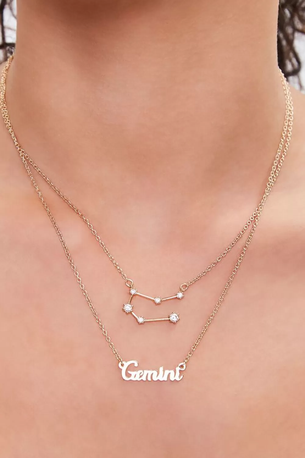Necklaces>Forever 21 Zodiac Pendant Layered Necklace Gold/Gemini