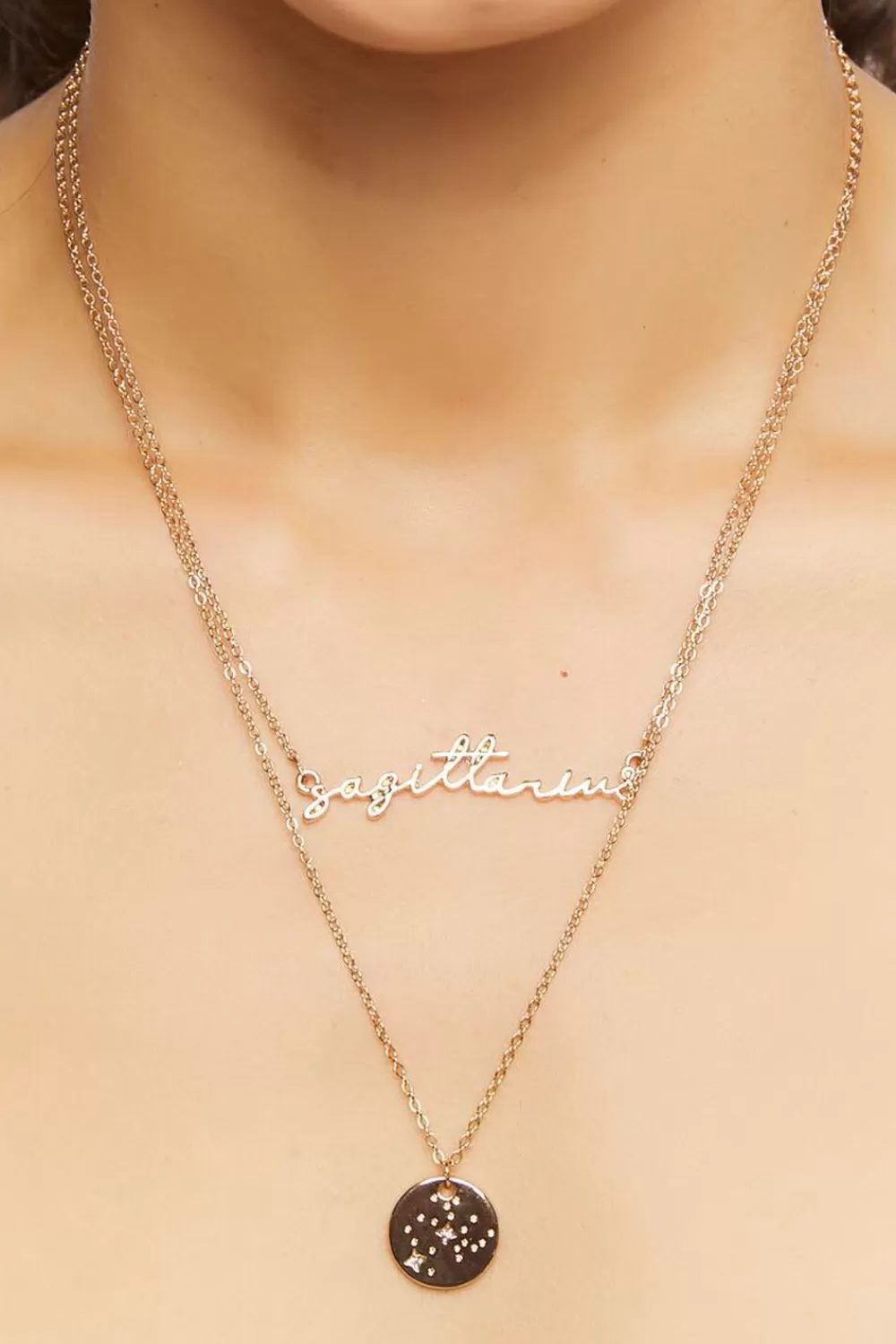 Necklaces>Forever 21 Zodiac Pendant Necklace Set Gold/Sagittarius